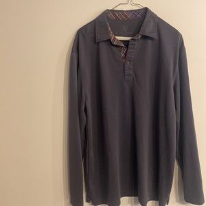 Dark grey Bugatchi Uomo long sleeve polo